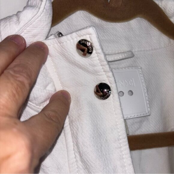 Blank NYC Women’s Medium White Cropped Jacket Full Zip Snaps Pockets Y2K Summer - Picture 11 of 16